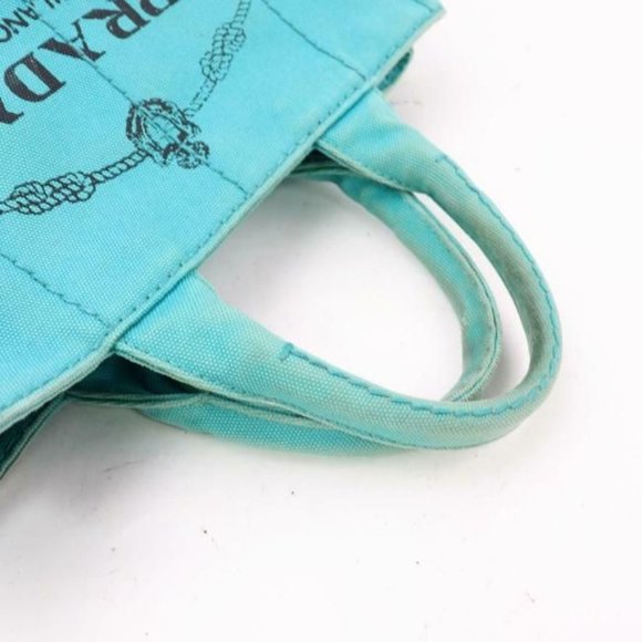 Prada Aqua Black Canapa Style 2-Way Satchel Cross Body Shoulder Bag - Picture 3 of 8